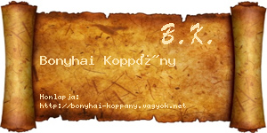 Bonyhai Koppány névjegykártya